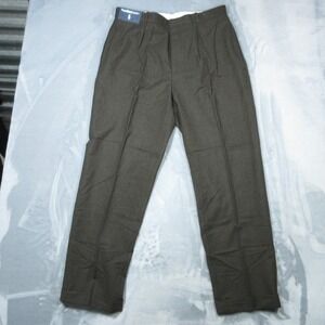 Polo Ralph Lauren Pants Mens 36x32 Brown Wool Dress Pleated Cuffed Lined Stretch